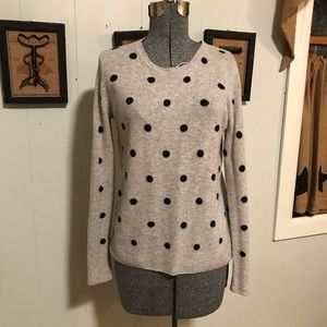 Long sleeve 2ply Cashmere polka dot sweater